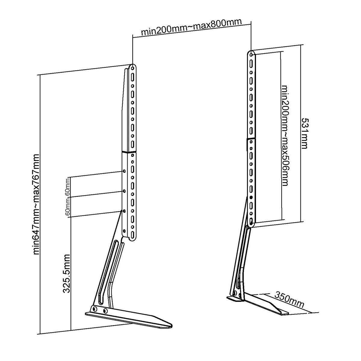 Nedis Fester TV-Ständer | TVSM1050BK | Schwarz