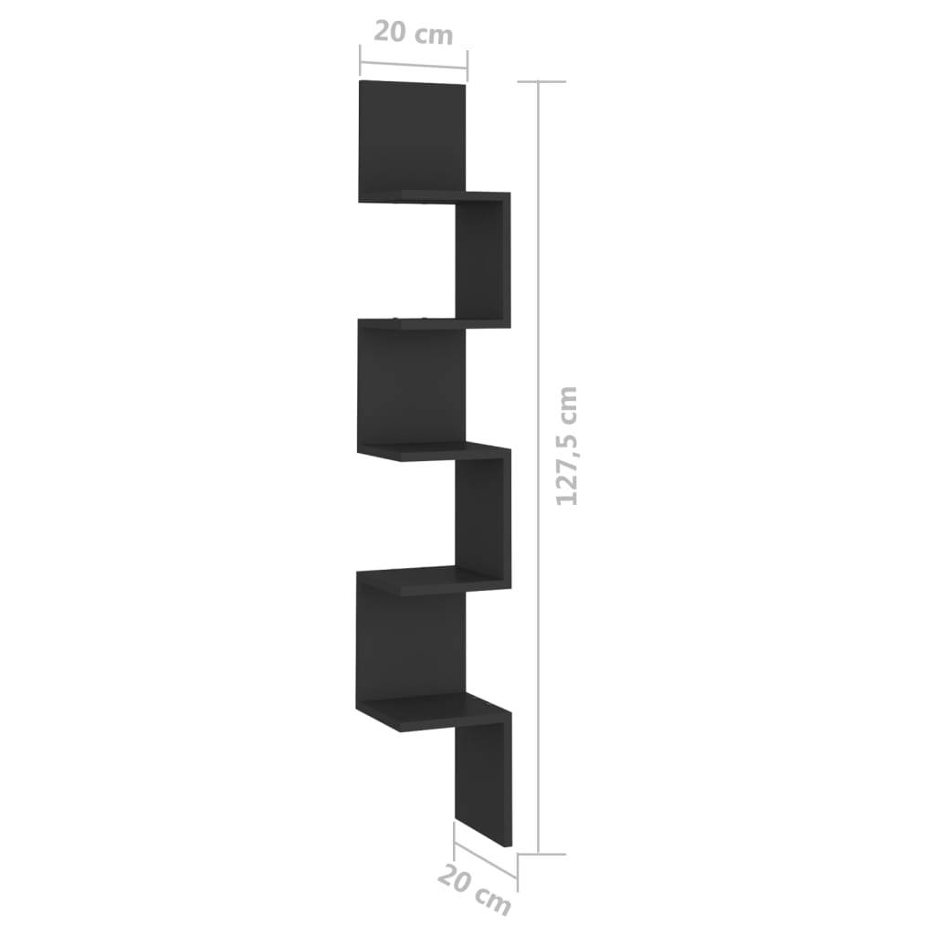 vidaXL Wand-Eckregal Schwarz 20x20x127,5 cm Holzwerkstoff