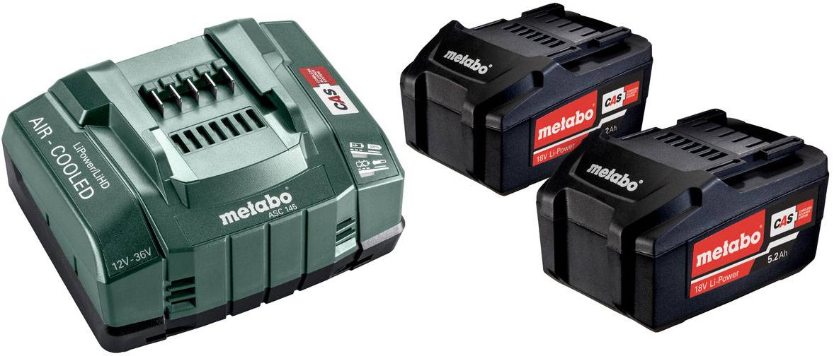 Metabo Basic-Set 2 x 5.2 Ah 685051000 Werkzeug-Akku und Ladegerät 18 V 5.2 Ah Li-Ion