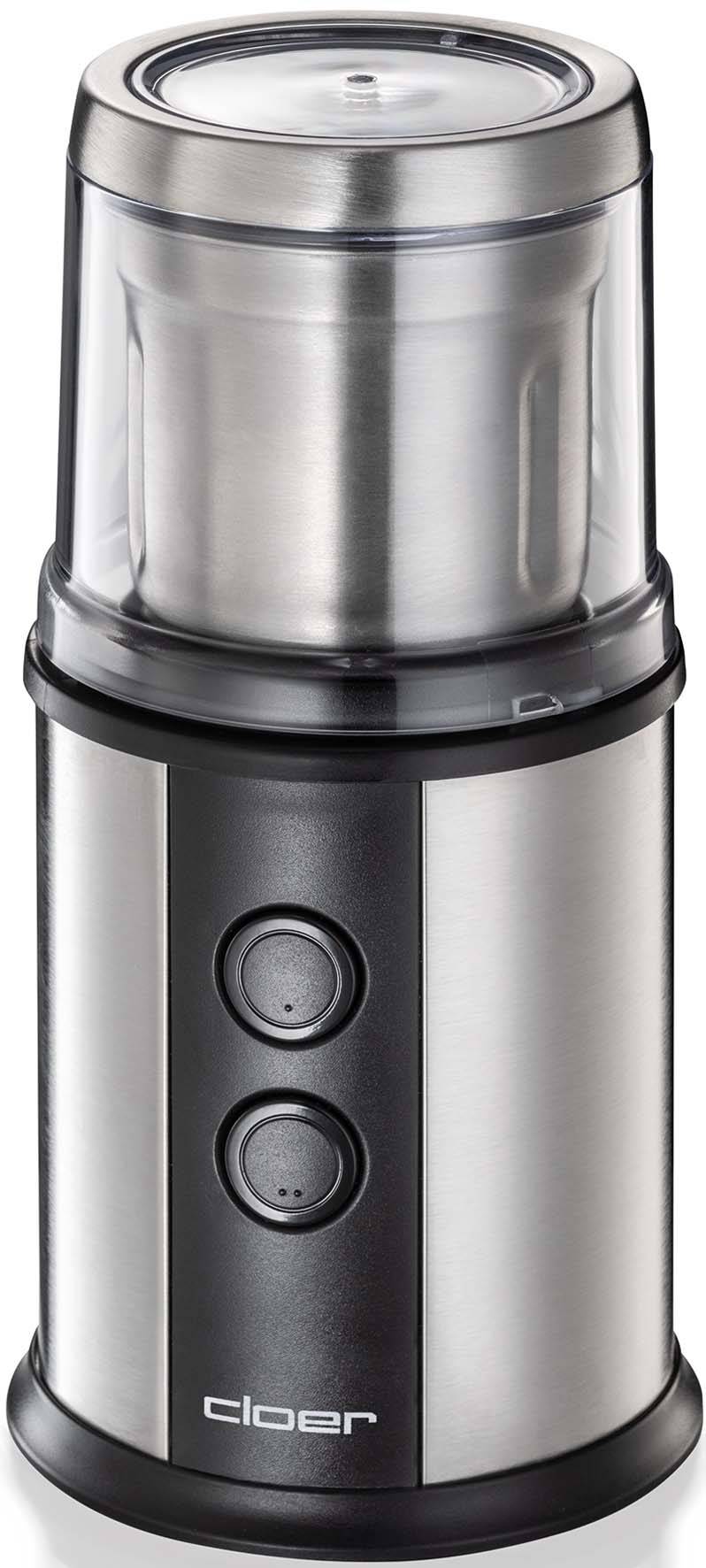 Cloer 7419 Elektrische Kaffee- und Gewürzmühle mit Edelstahl-Schlagmesser,