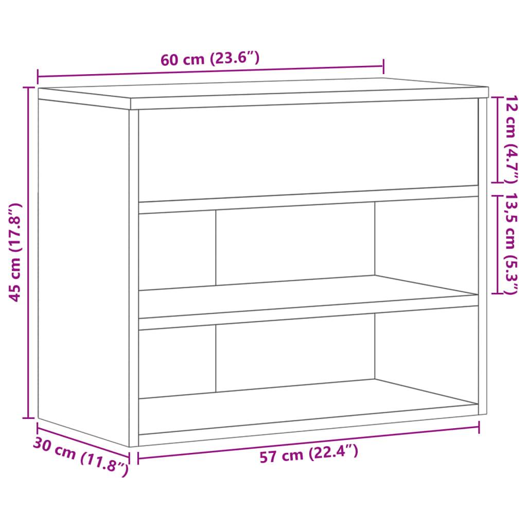 vidaXL Schuhbank Sonoma-Eiche 60x30x45 cm Holzwerkstoff