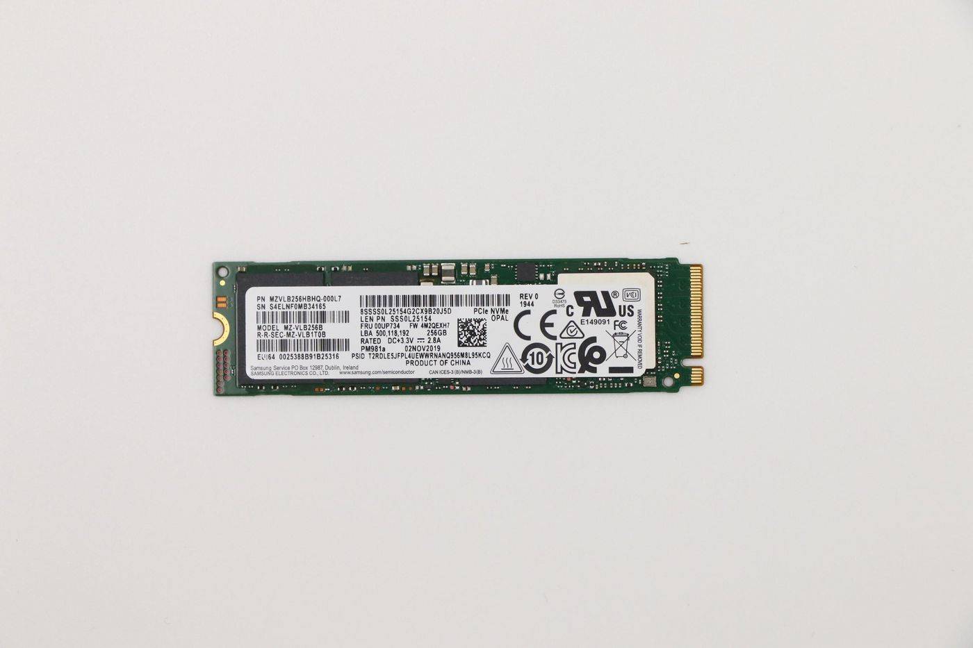 Lenovo SSD M.2 2280 PCIe NVMe 256GB OPAL 2 0 FRU SSD M.2 2280 PCIe NVMe 256GB OPAL 2 0 Samsung