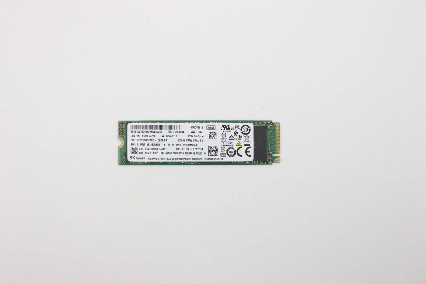 Lenovo SSD M.2 PCIe NVMe FRU SSD 256GB RoHS SK Hynix M.2 PC601 256GB OPAL 2 0