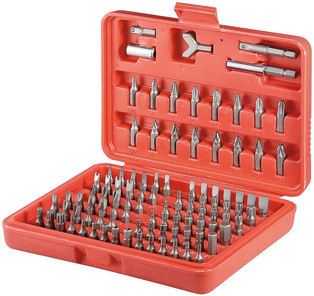 MicroConnect 100 pcs Bit set 77045, Metal, Plastic, Red, Silver