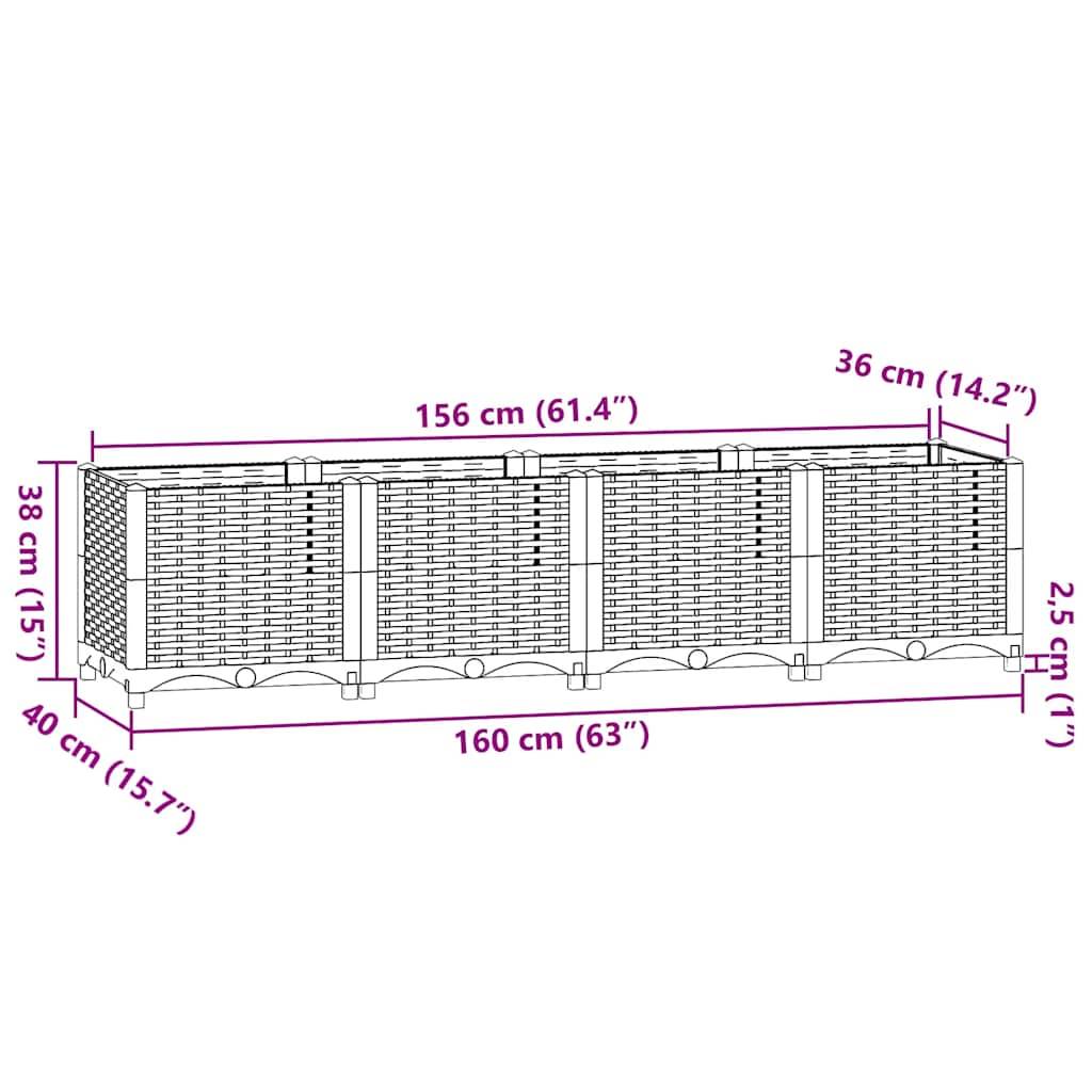 vidaXL Hochbeet 160x40x38 cm Polypropylen