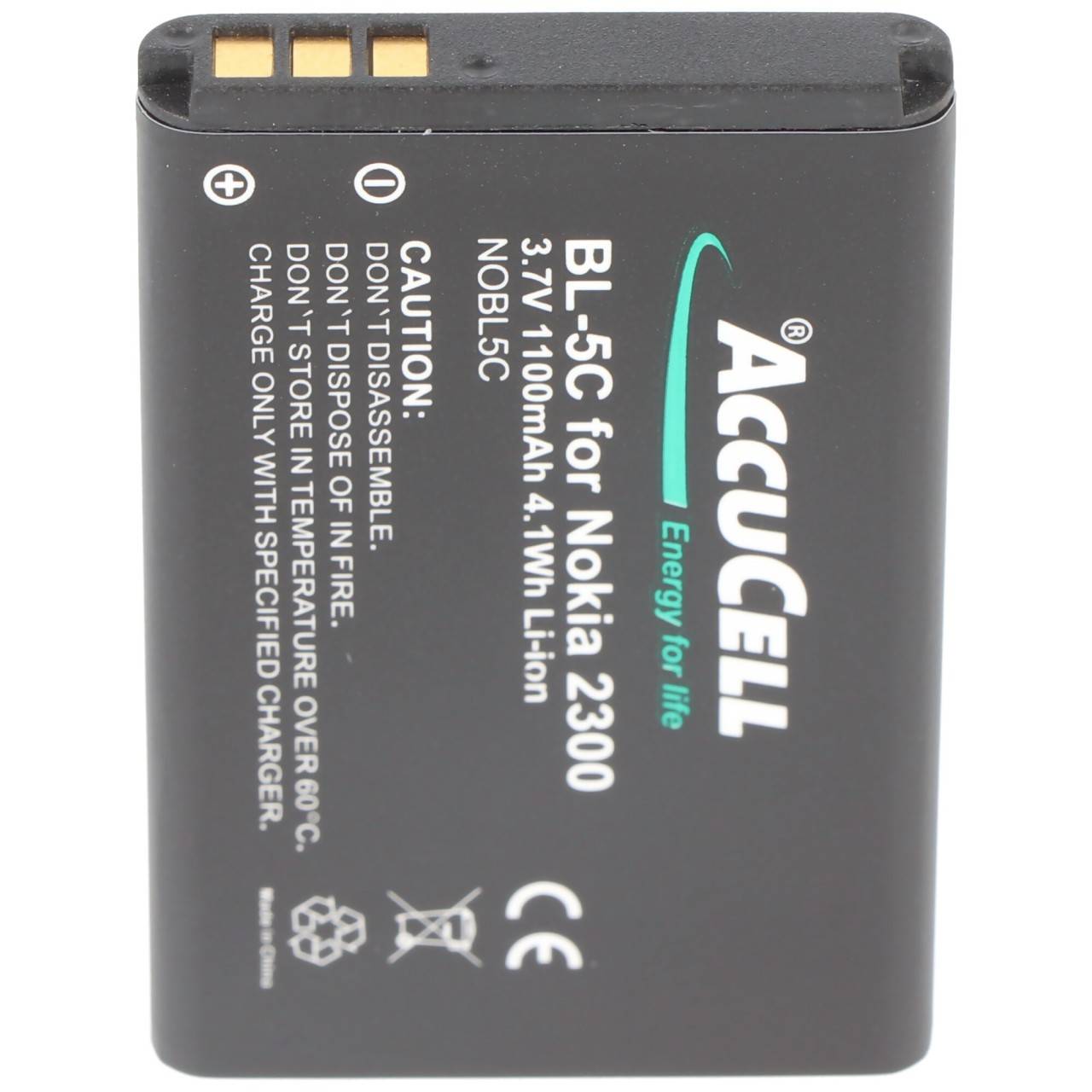Akku passend für Nokia BL-5C, BL-5CA 3,7 Volt 1100mAh, BR-5C, BL-5CB, BL-5CA, NKBF01, BL-5C, LN-4C