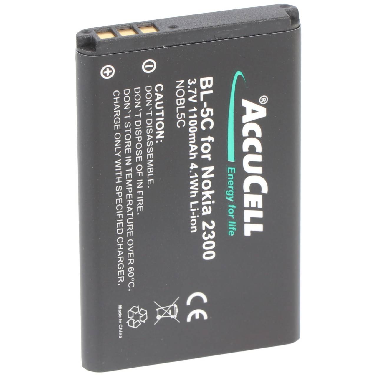Akku passend für Nokia BL-5C, BL-5CA 3,7 Volt 1100mAh, BR-5C, BL-5CB, BL-5CA, NKBF01, BL-5C, LN-4C