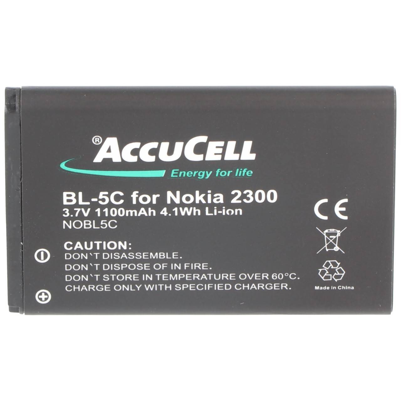 Akku passend für Nokia BL-5C, BL-5CA 3,7 Volt 1100mAh, BR-5C, BL-5CB, BL-5CA, NKBF01, BL-5C, LN-4C