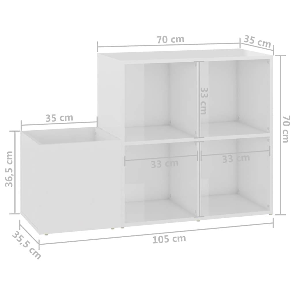 vidaXL Flur-Schuhschrank Hochglanz-Weiß 105x35,5x70 cm Holzwerkstoff