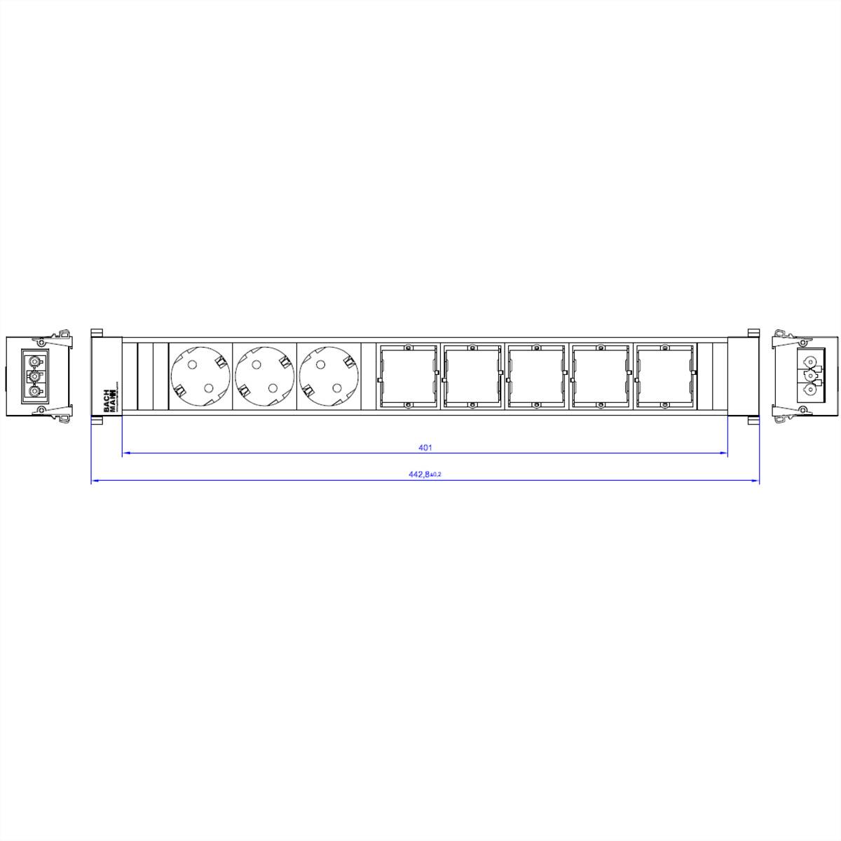 Bachmann 909.006 Steckdosenleiste Aluminium, Schwarz Schutzkontakt 1 St.