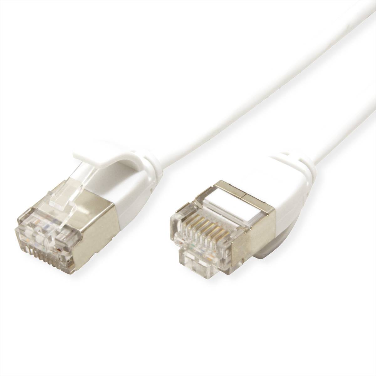 ROLINE U/FTP DataCenter Kabel Kat.7, LSOH, mit RJ45 Steckern (500 MHz / Class EA), slim, weiß, 0,5 m