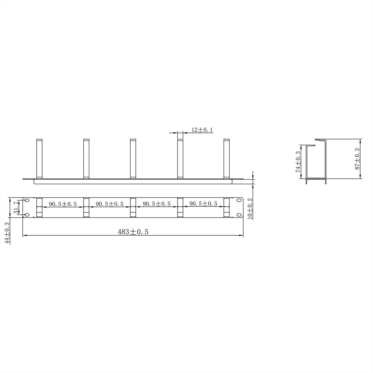 Value 26.99.0308 19 Zoll Netzwerkschrank-Frontblende 1 HE Grau (RAL 7035)