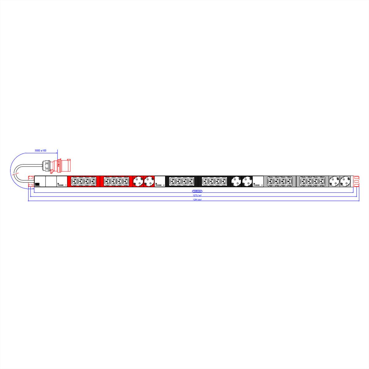Bachmann 800.2339 19 Zoll Netzwerkschrank-Steckdosenleiste 1 HE Kaltgeräte-Steckdose C13 10A, Schutzkontaktsteckdose