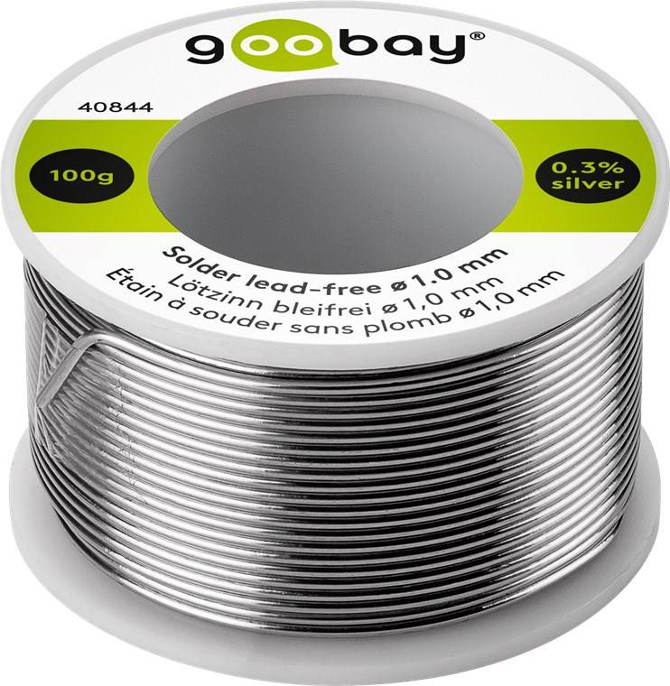 Goobay 40844 Lötzinn bleifrei ø 1mm Lötdraht Flussmittel / 0,3 % Silber / 217 °C Schmelzpunkt / bleifrei Löten Zinn 100g