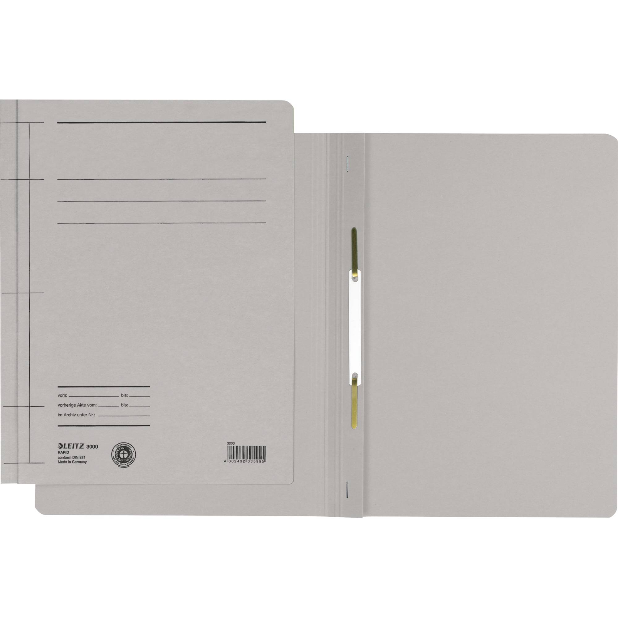 Esselte Leitz Cardboard binder, A4, grey, A4, Grau, 250 Blätter, 240 mm, 240 x 318 x 1 mm