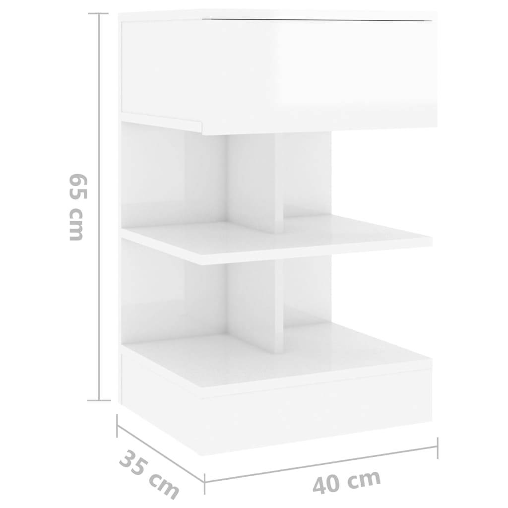 vidaXL Nachttisch Hochglanz-Weiß 40x35x65 cm Holzwerkstoff