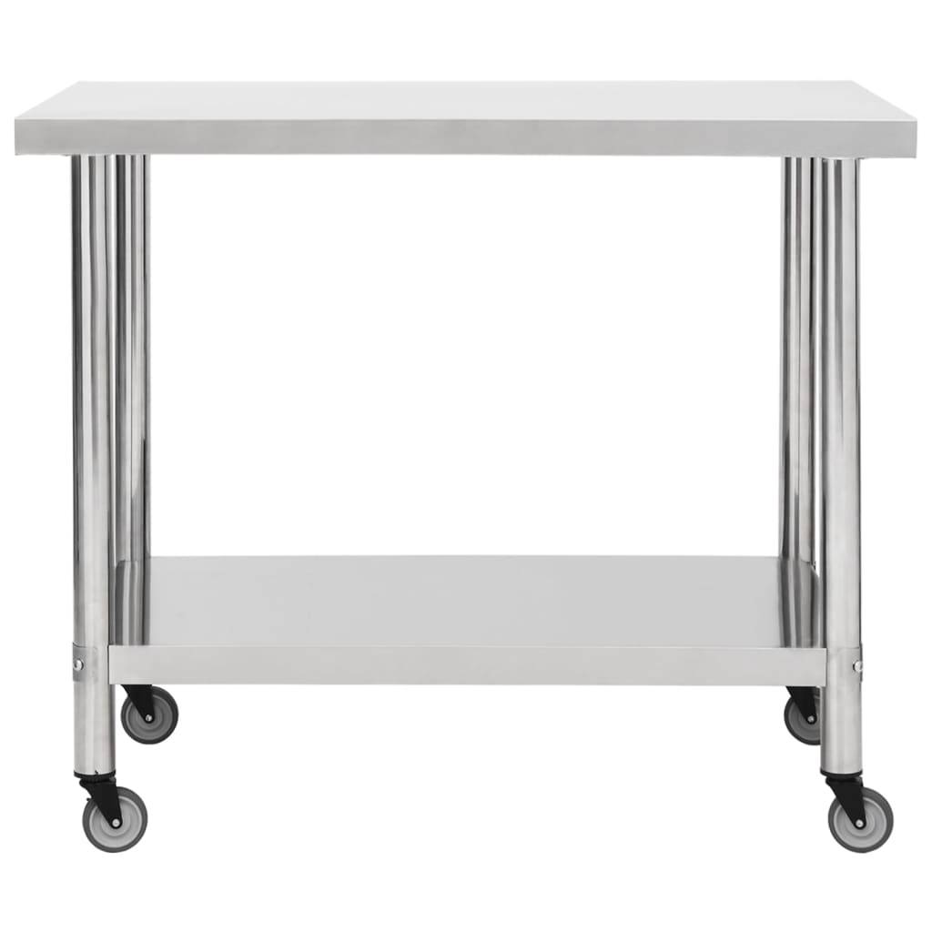 vidaXL Küchen-Arbeitstisch mit Rollen 100x45x85 cm Edelstahl