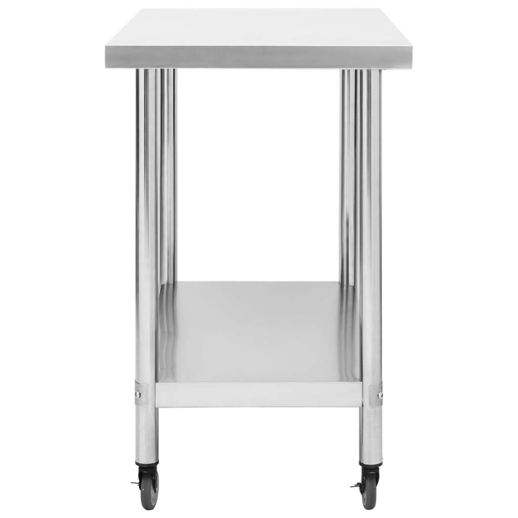 vidaXL Küchen-Arbeitstisch mit Rollen 100x45x85 cm Edelstahl