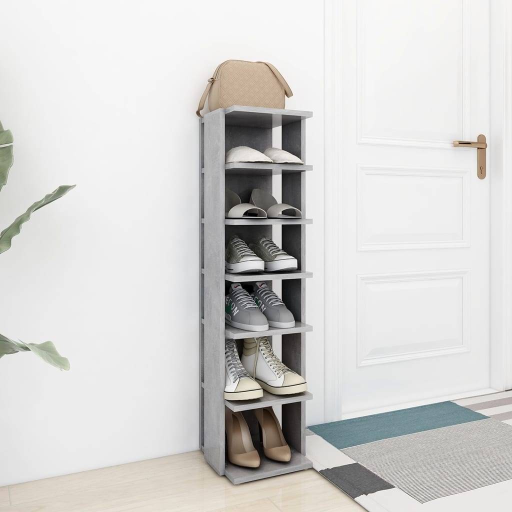vidaXL Schuhschrank Betongrau 27,5x27x102 cm Holzwerkstoff