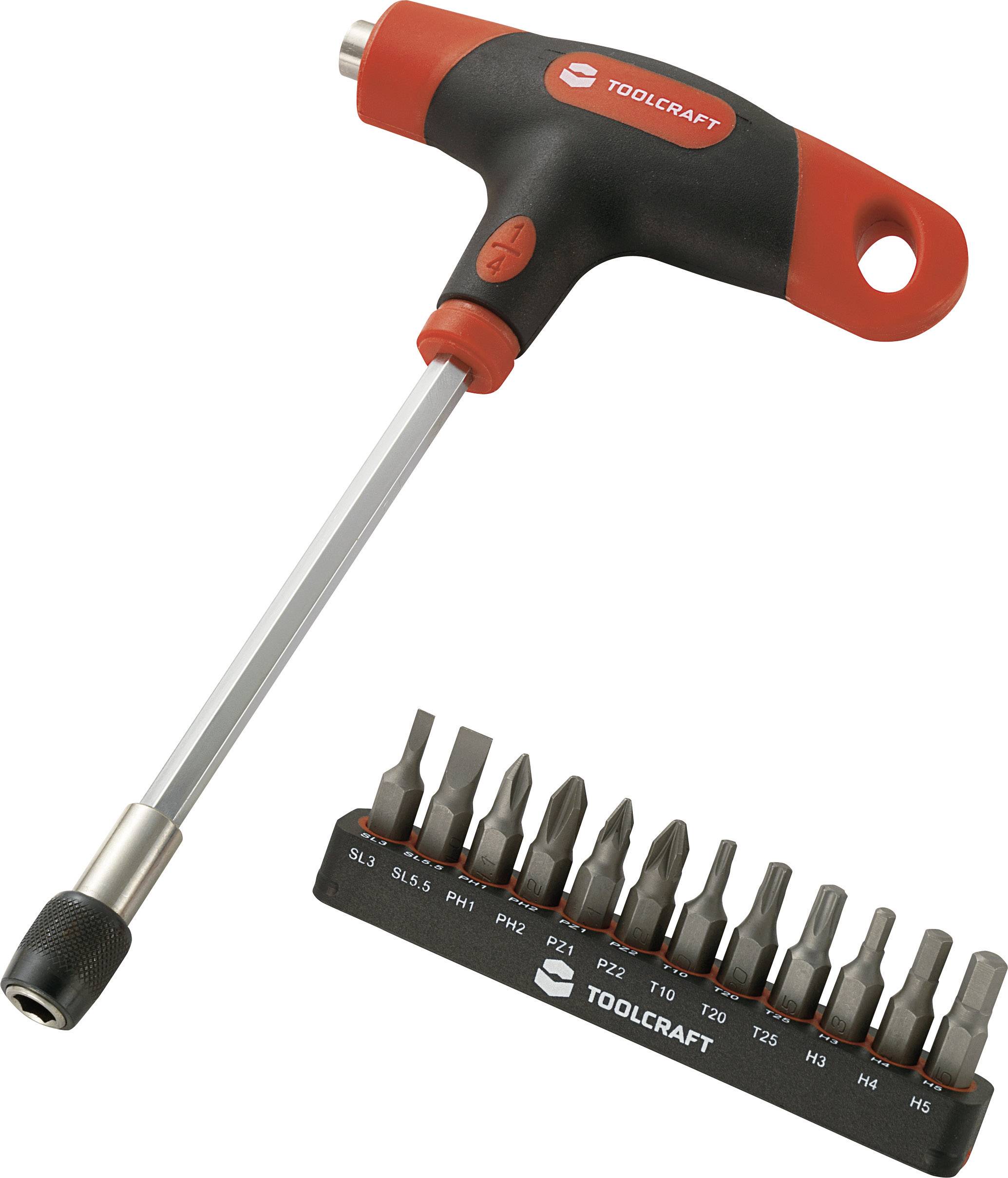 TOOLCRAFT 819264 Bit-Set Schlitz, Kreuzschlitz Pozidriv, Kreuzschlitz Phillips, T-Profil, Innen-Sec