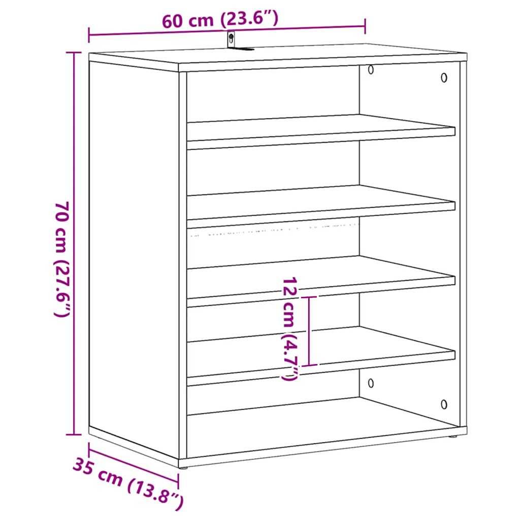 vidaXL Schuhschrank Sonoma-Eiche 60x35x70 cm Holzwerkstoff