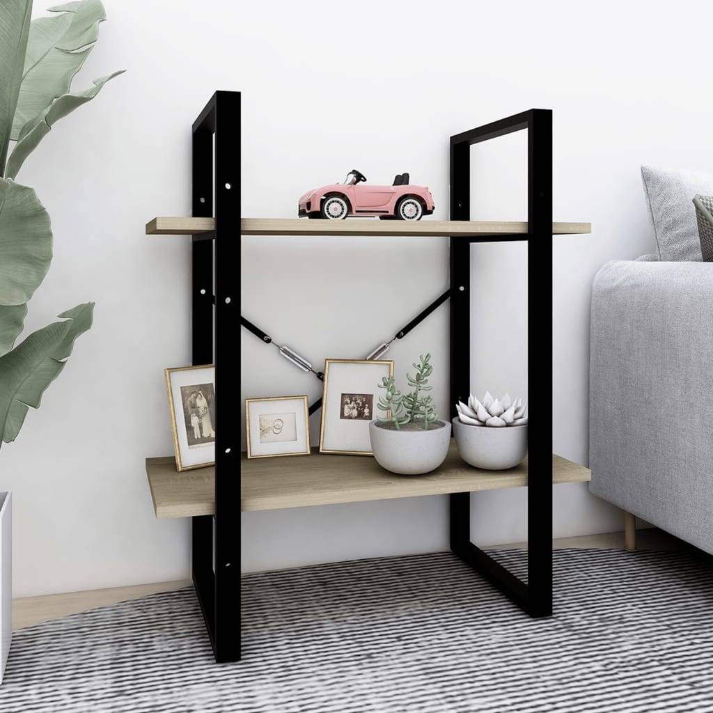 vidaXL Bücherregal 2 Fächer Sonoma-Eiche 60x30x70 cm Holzwerkstoff