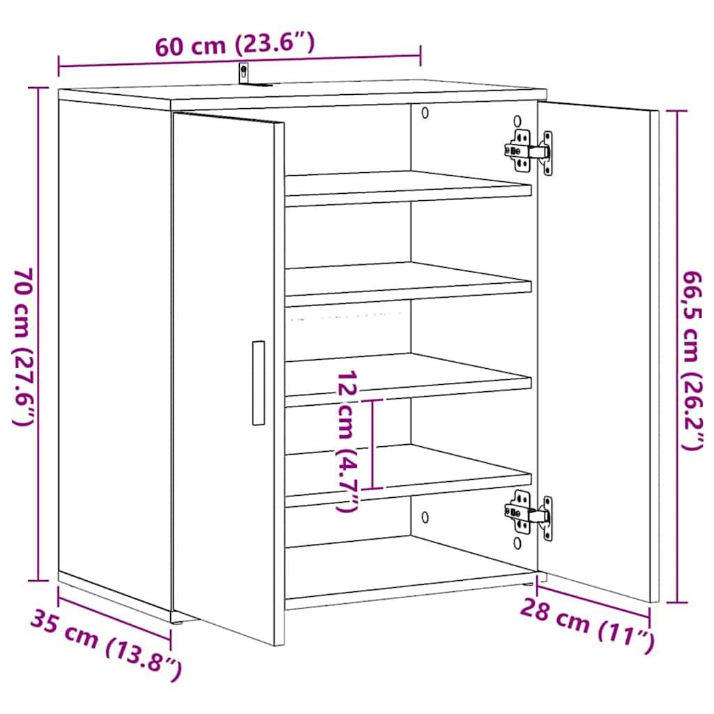 vidaXL Schuhschrank Weiß 60x35x70 cm Holzwerkstoff