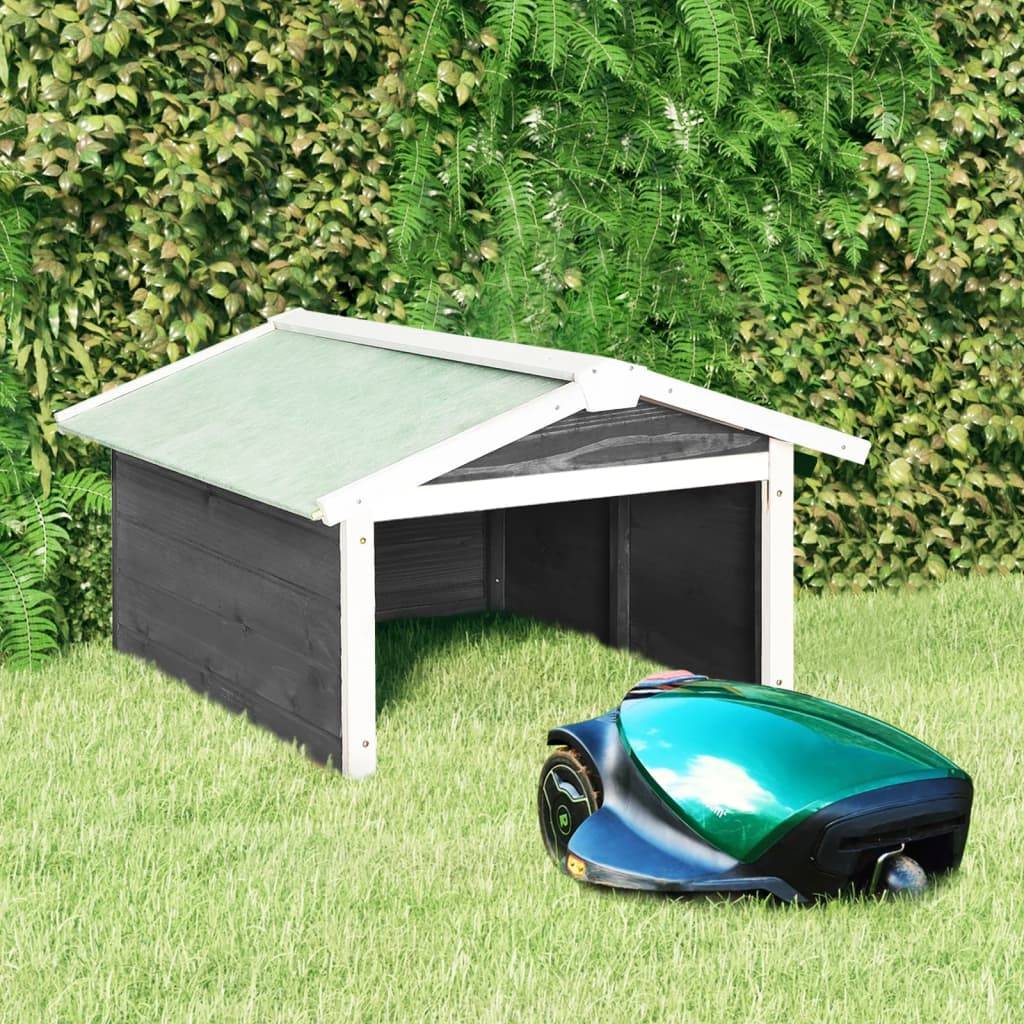 vidaXL Roboter-Rasenmäher Garage 72x87x50 cm Grau Weiß Tannenholz