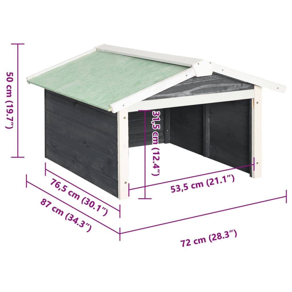 vidaXL Roboter-Rasenmäher Garage 72x87x50 cm Grau Weiß Tannenholz