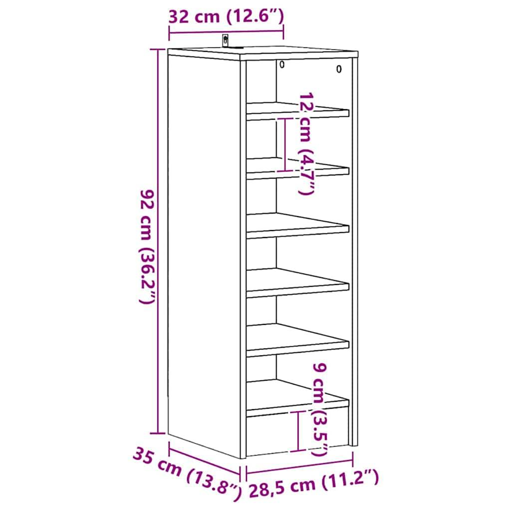 vidaXL Schuhschrank Betongrau 31,5x35x90 cm Holzwerkstoff