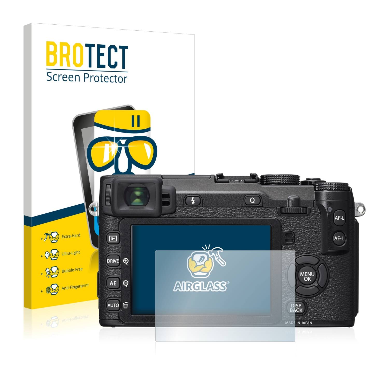 BROTECT AirGlass Flexible Schutz Glas Folie für Fujifilm X-E2S Klar Transparent