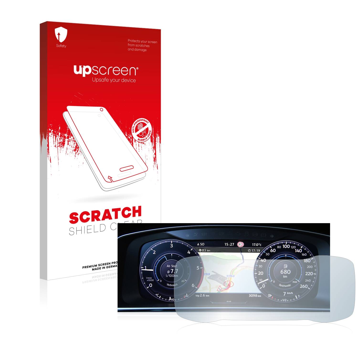 upscreen Scratch Shield Schutzfolie für Volkswagen Golf 7 Facelift (2016-2019) Active Info Display 12.3