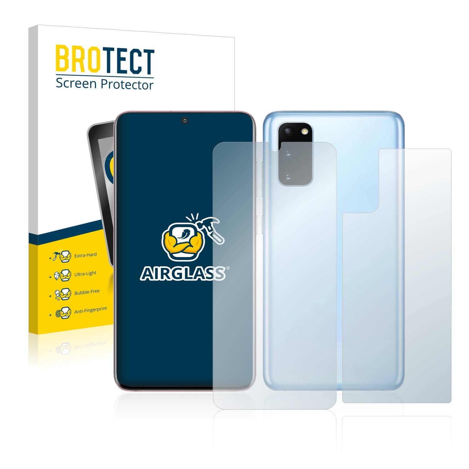 BROTECT AirGlass Glas Schutz-Folie für Samsung Galaxy S20 (Display+Rückseite) - Schutzglas