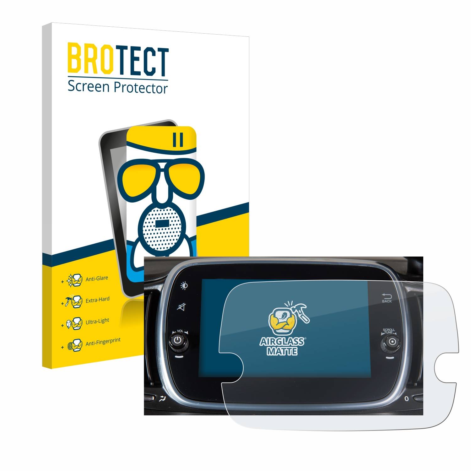 BROTECT AirGlass Matt Glas Schutz Folie für Fiat 500 Series 8 2020 Uconnect 7