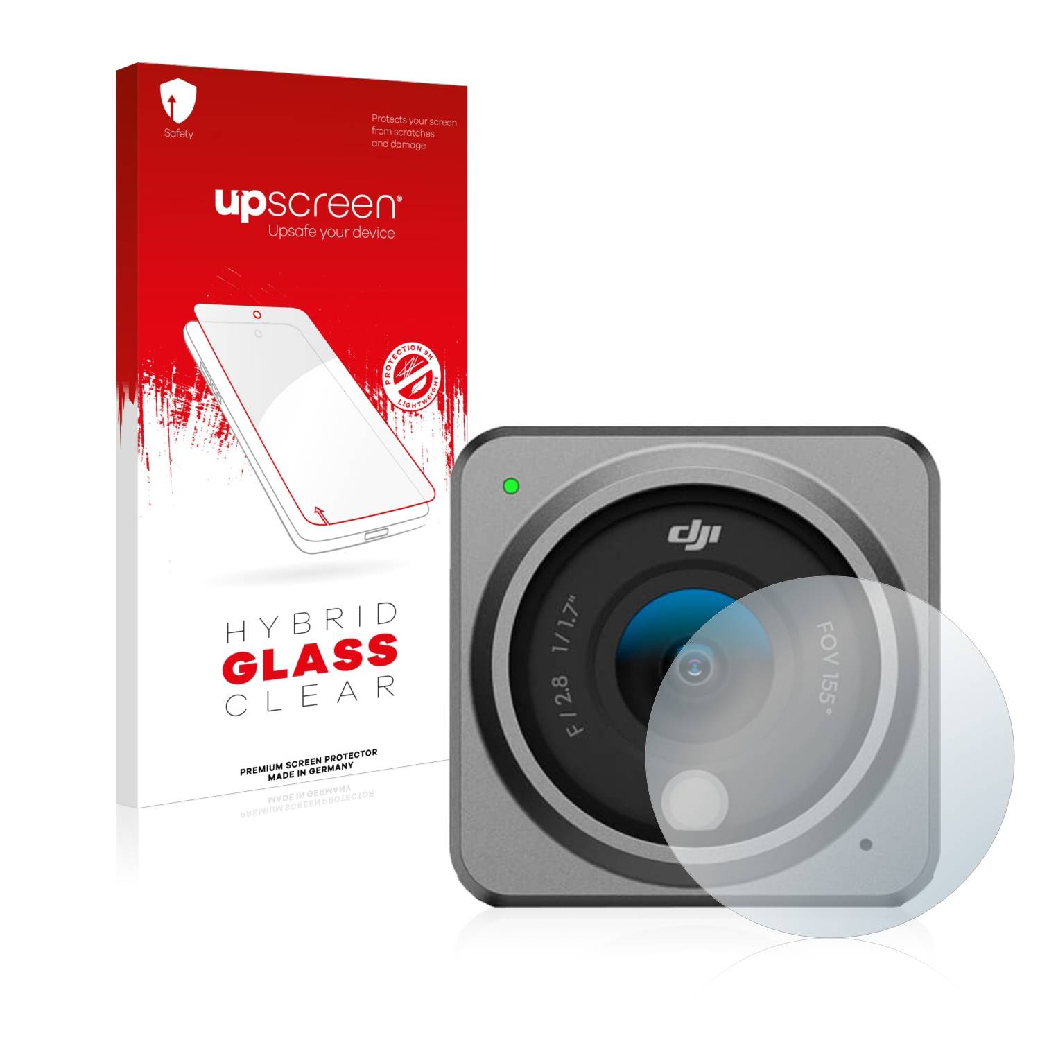 upscreen Hybrid Glas Schutz-Folie für DJI Action 2 Linse (Gehäuse)