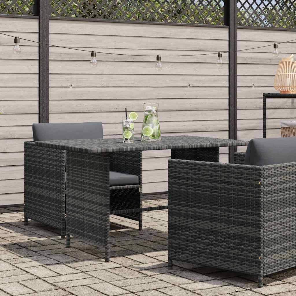 vidaXL Garten-Esstisch Grau 110x70x65 cm Poly Rattan