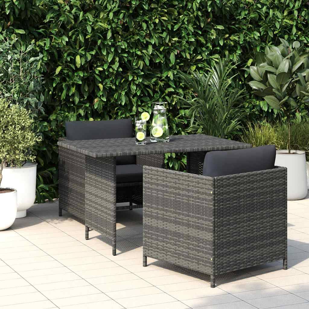 vidaXL Garten-Esstisch Grau 110x70x65 cm Poly Rattan