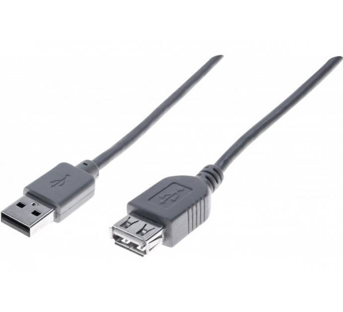 USB 2.0 Verlängerungskabel, USB St. A/ USB Bu. A, grau, 5,0 m