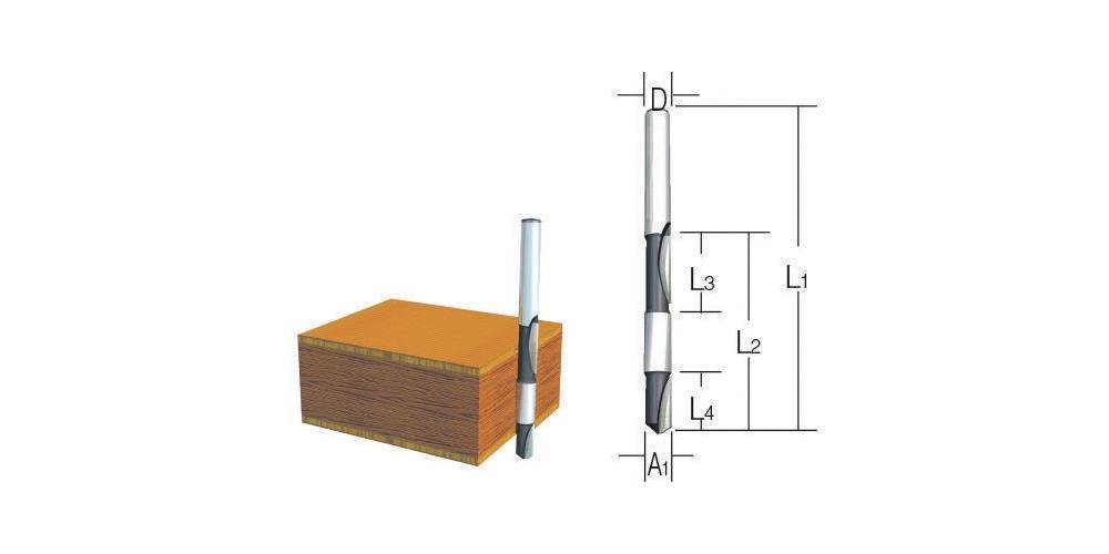 makita Doppelbündigfräser D-09341 D.6mm L.70mm Schaft-D.6mm