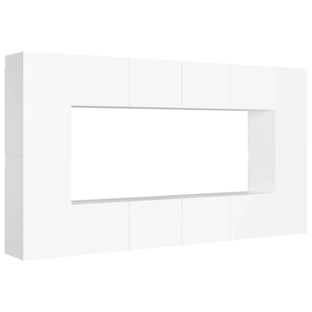 vidaXL 8-tlg. TV-Schrank-Set Weiß Holzwerkstoff