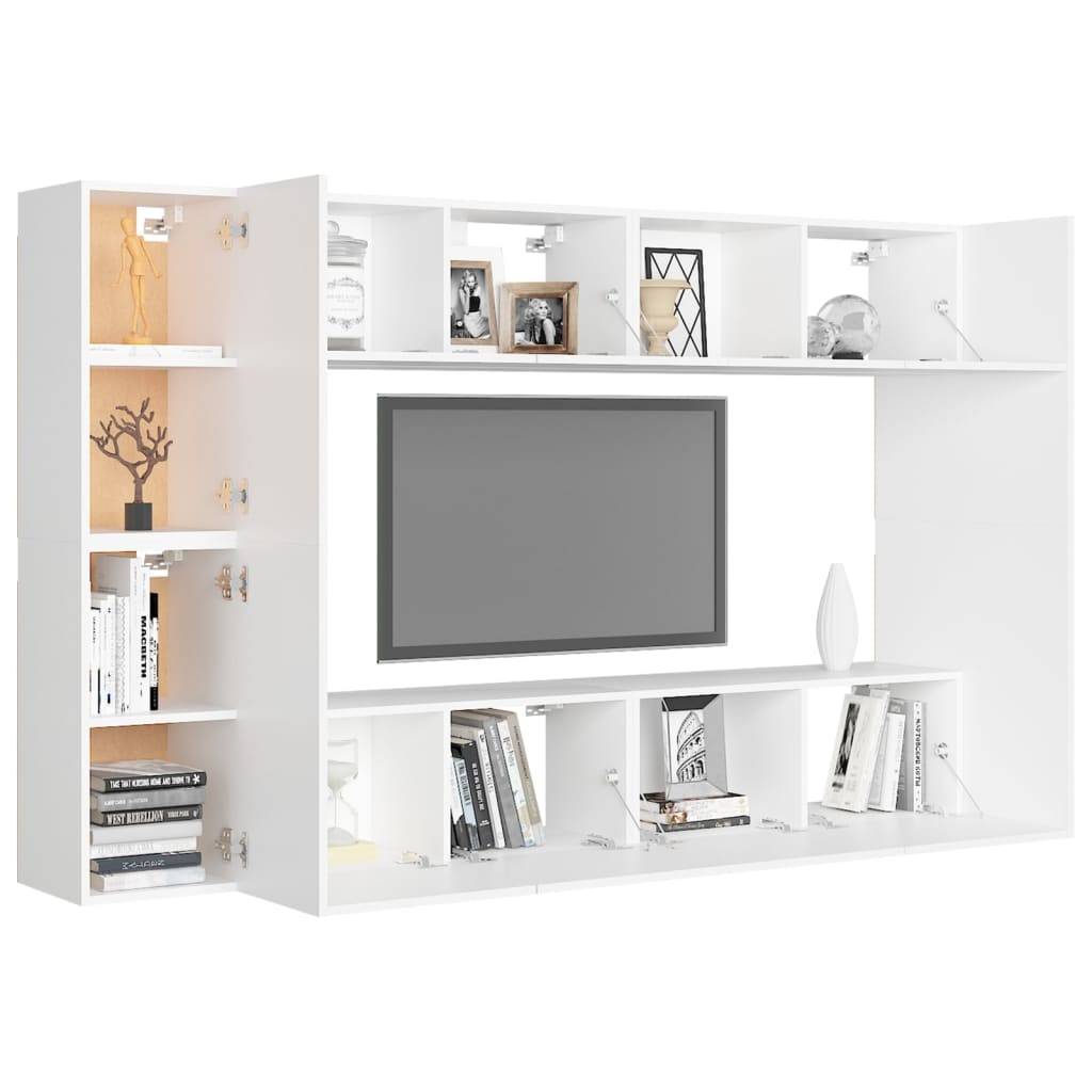 vidaXL 8-tlg. TV-Schrank-Set Weiß Holzwerkstoff