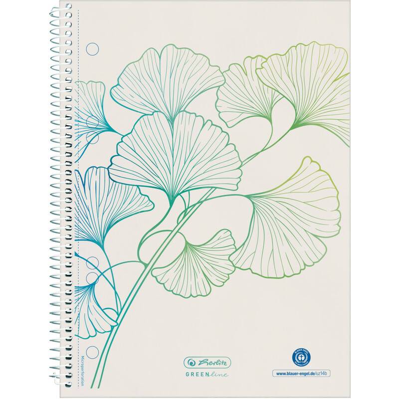 Spiralblock A5 Greenline 70 Blatt kariert gelocht Ginkgo