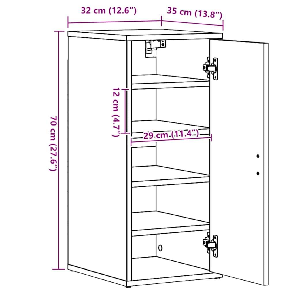 vidaXL Schuhschrank Sonoma-Eiche 32x35x70 cm Holzwerkstoff