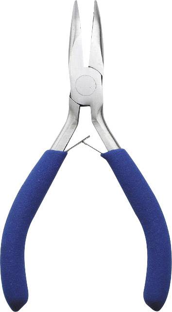 Spitzzange mit blauen Griffen. Geeignet für präzises Arbeiten an elektronischen Bauteilen.