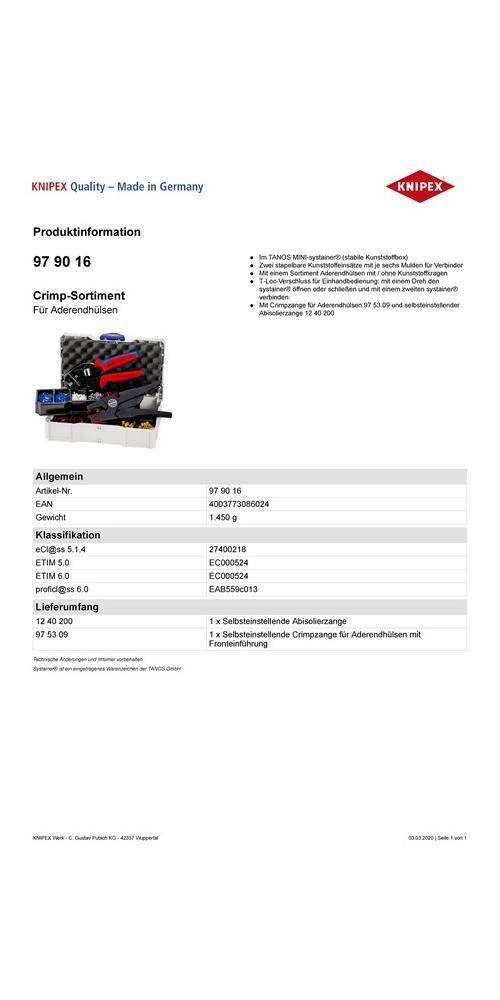 Knipex 97 90 16 Aderendhülsen-Sortiment 1 St.