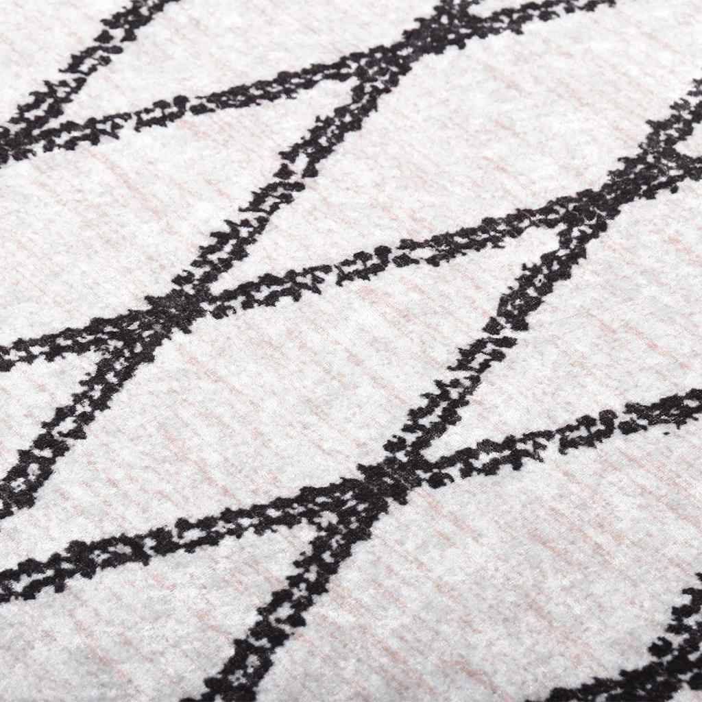 vidaXL Teppich Waschbar 80x150 cm Schwarz und Weiß Rutschfest