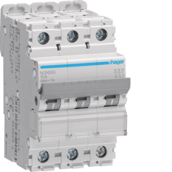 Hager NQN306 Sonstige Installationstechnik Leitungsschutzschalter 3polig 6 A 415 V