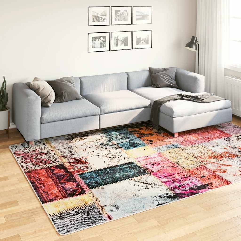 vidaXL Teppich Waschbar Patchwork Mehrfarbig 190x300 cm Rutschfest