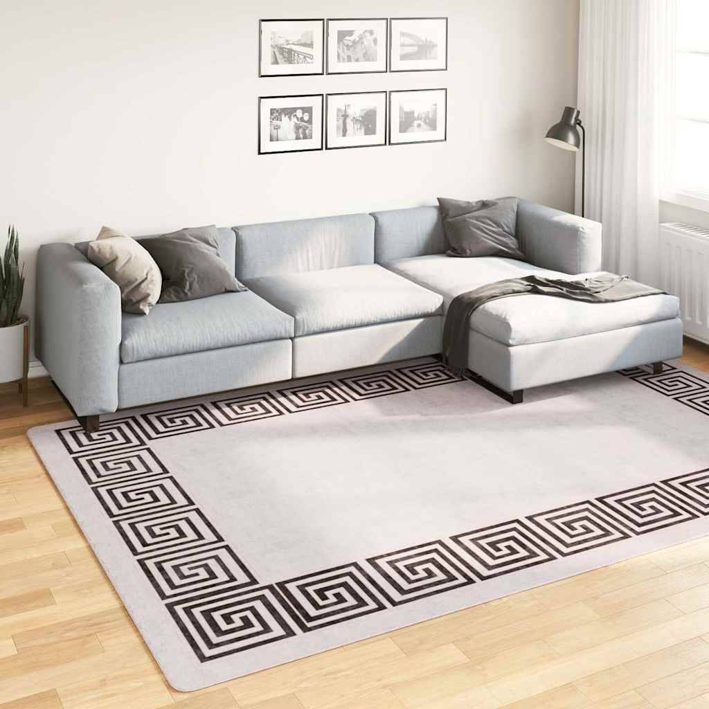 vidaXL Teppich Waschbar 190x300 cm Hellbeige Rutschfest