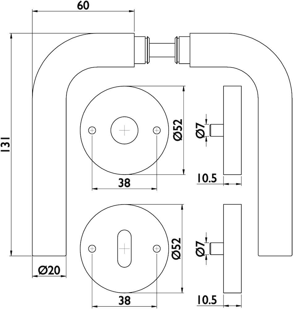 HERMAT Drückergarnitur 1803/2036.K,Ros.,rd.,BB,8,ER,TS 38-42